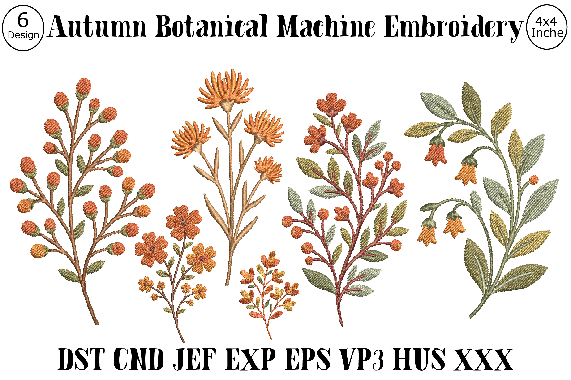 Autumn Botanical Machine Embroidery