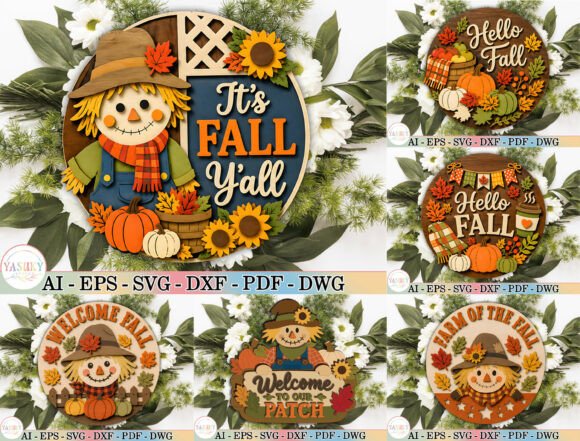 Autumn Scarecrow Signs Bundle