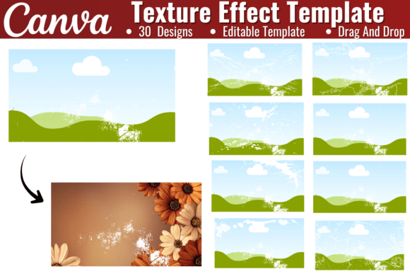 Bleach effect distressed Canva frames with textured designs