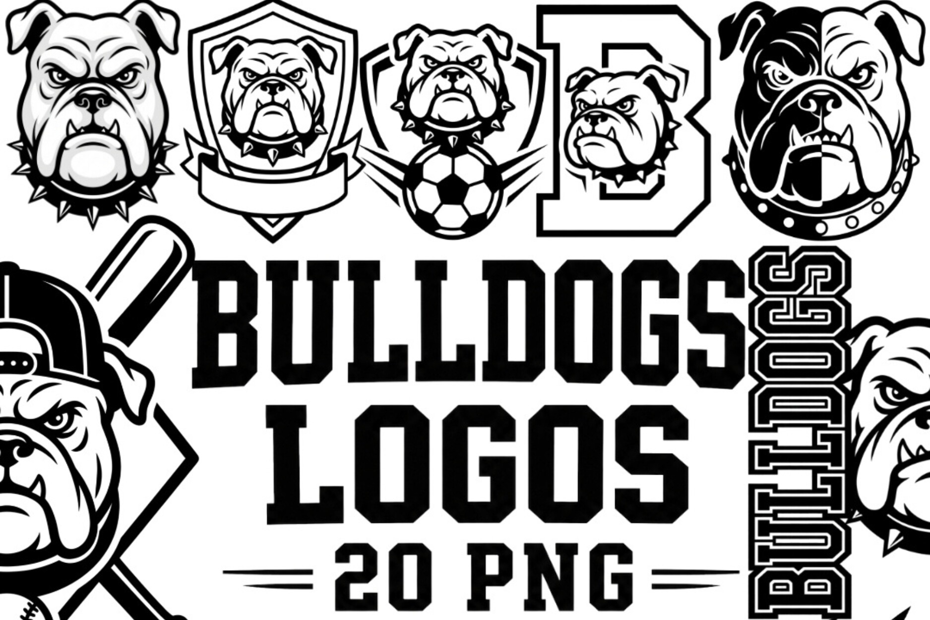 Bulldog Logo Clipart Bundle