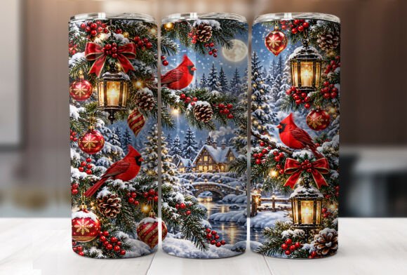 Cardinal Snowy Christmas Tumbler Wrap