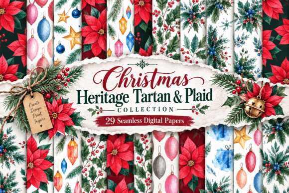 Christmas Botanical & Ornament Pattern