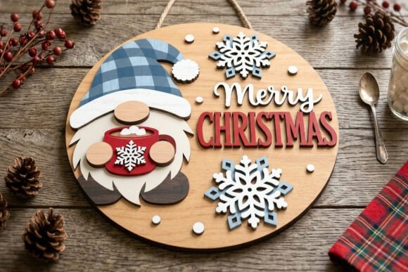 Christmas Gnome Door Hanger SVG