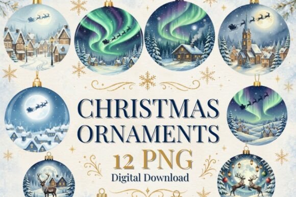 Christmas Ornament Clipart Bundle