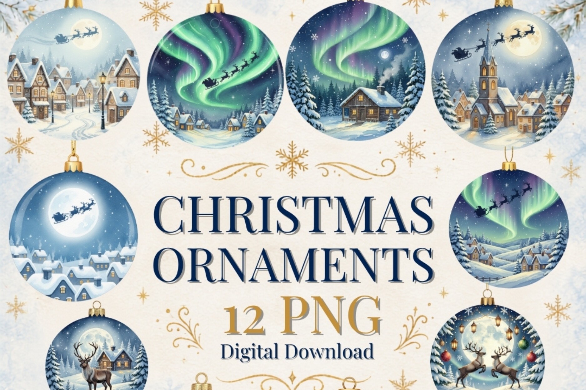 Christmas Ornament Clipart Bundle