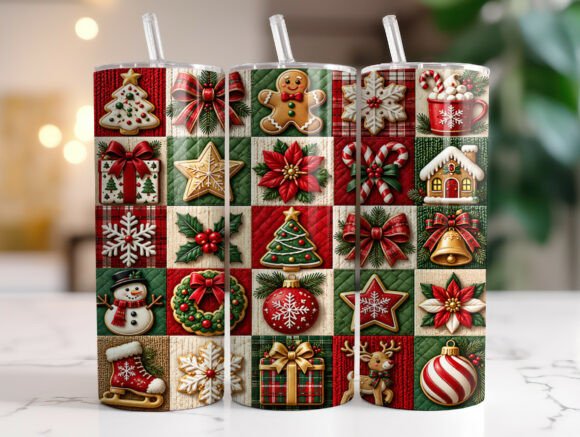 Christmas Patchwork 20oz Tumbler Wrap