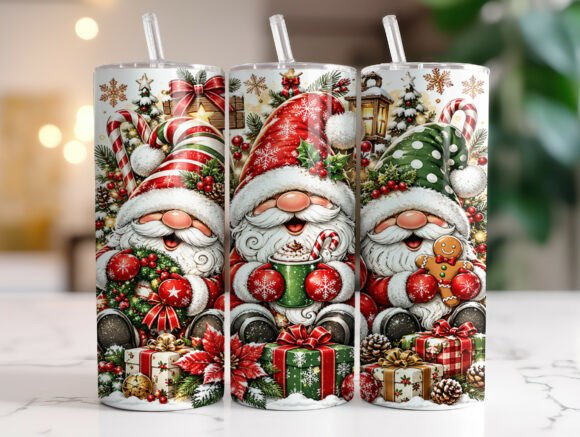 Christmas Santa Gnome 20oz Tumbler Wrap