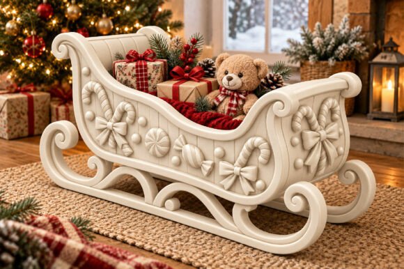 Christmas Sleigh Gift Basket STL - Festive Holiday 3D Print Decor - Image 1