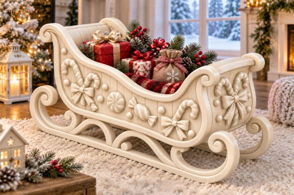 Christmas Sleigh Gift Basket STL - Festive Holiday 3D Print Decor - Image 2