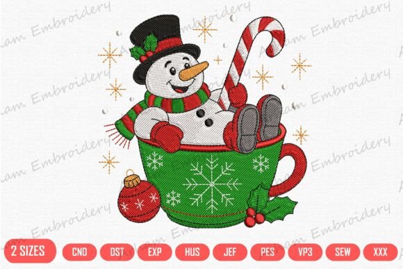 Christmas Snowman Cup with Candy Cane