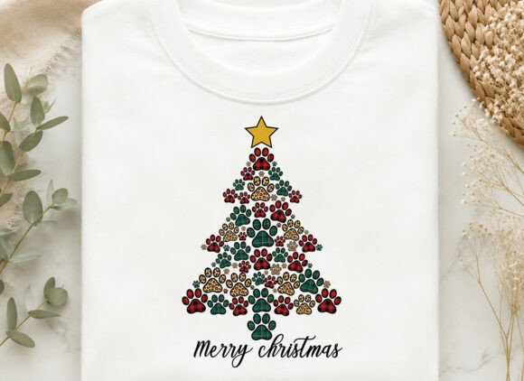 Christmas Tree Dog Paw Sublimation PNG Graphic Illustrations By SVG Print design