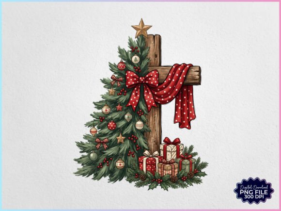 Christmas Tree Jesus Cross PNG