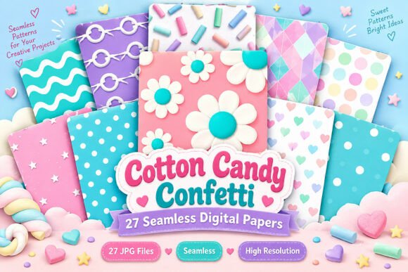 Cotton Candy Confetti Seamless Digital