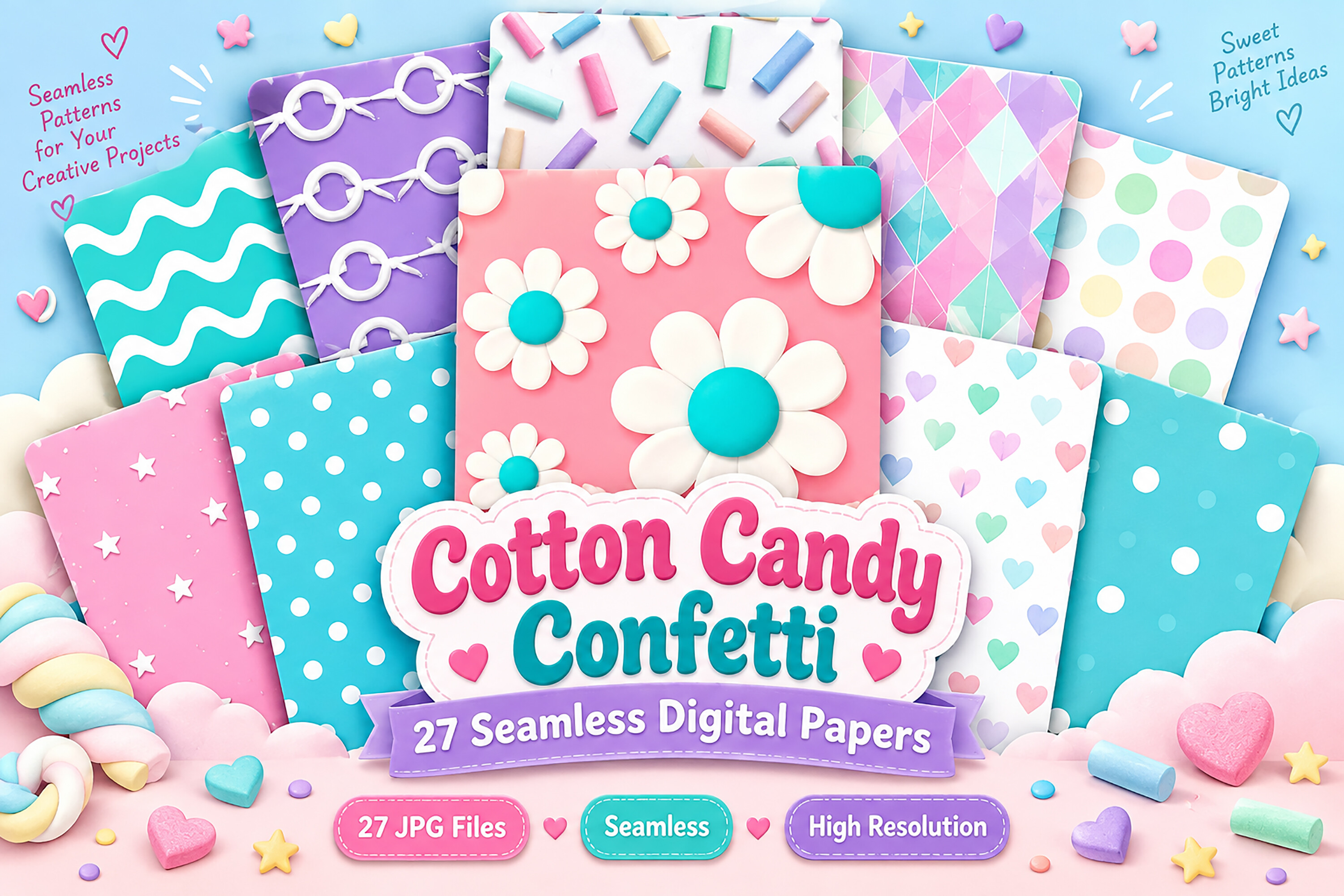 Cotton Candy Confetti Seamless Digital