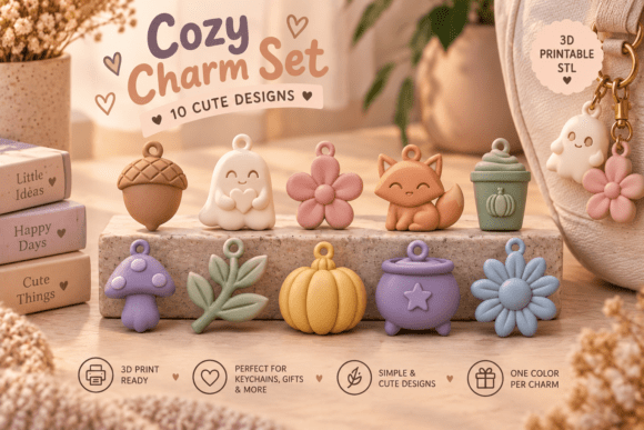Cozy Autumn Charms STL Bundle | 10 Cute Fall 3D Print Files - Image 3
