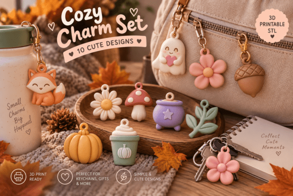 Cozy Autumn Charms STL Bundle | 10 Cute Fall 3D Print Files - Image 4