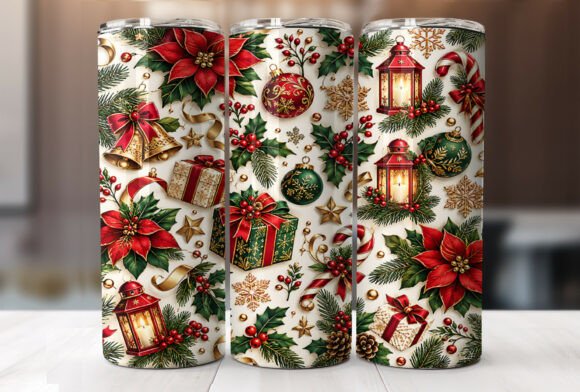 Cozy Christmas Poinsettia Tumbler Wrap