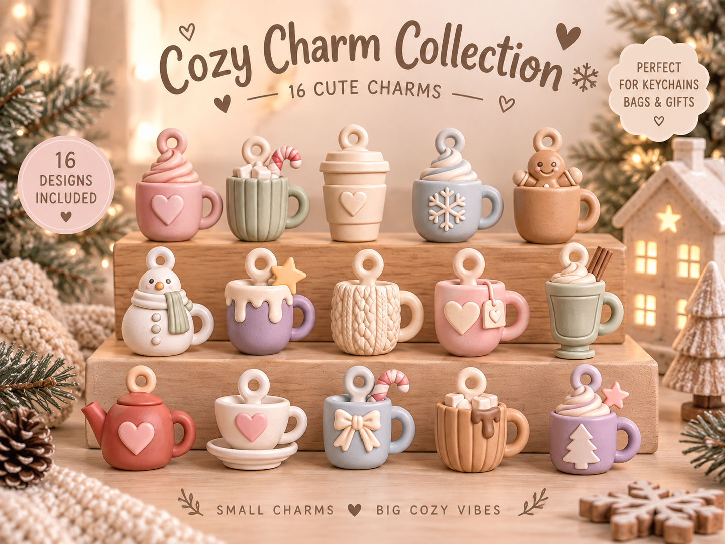 Cozy Drink Charms STL Bundle – 15 Cute Mug & Warm Drink 3D Print Files - Image 5