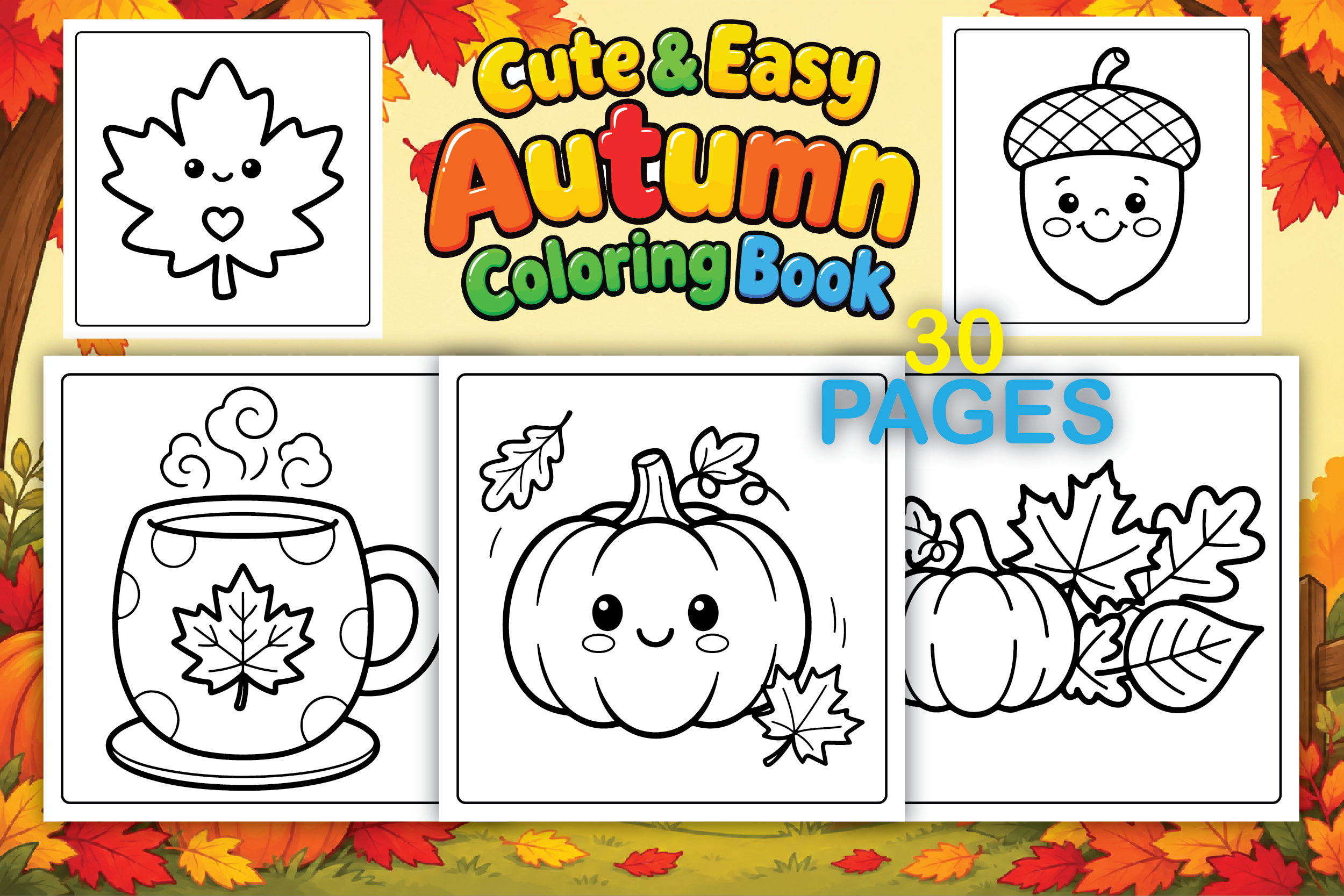 Cute & Easy Autumn Coloring Book