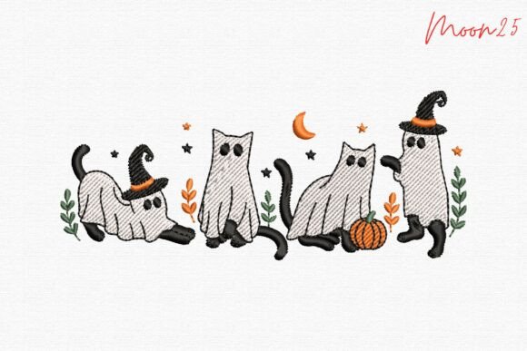 Cute Halloween Cats in Ghost Costumes