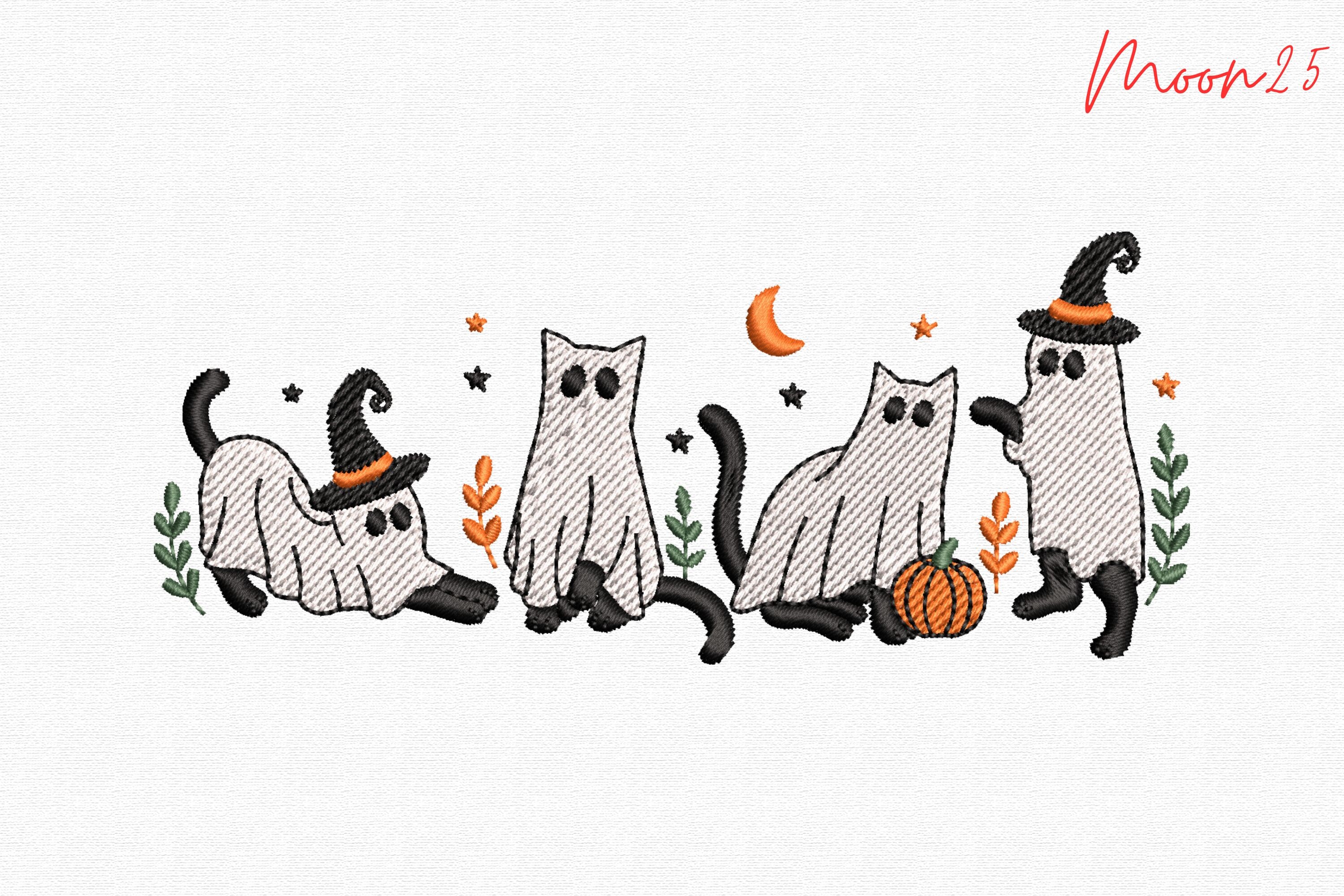 Cute Halloween Cats in Ghost Costumes