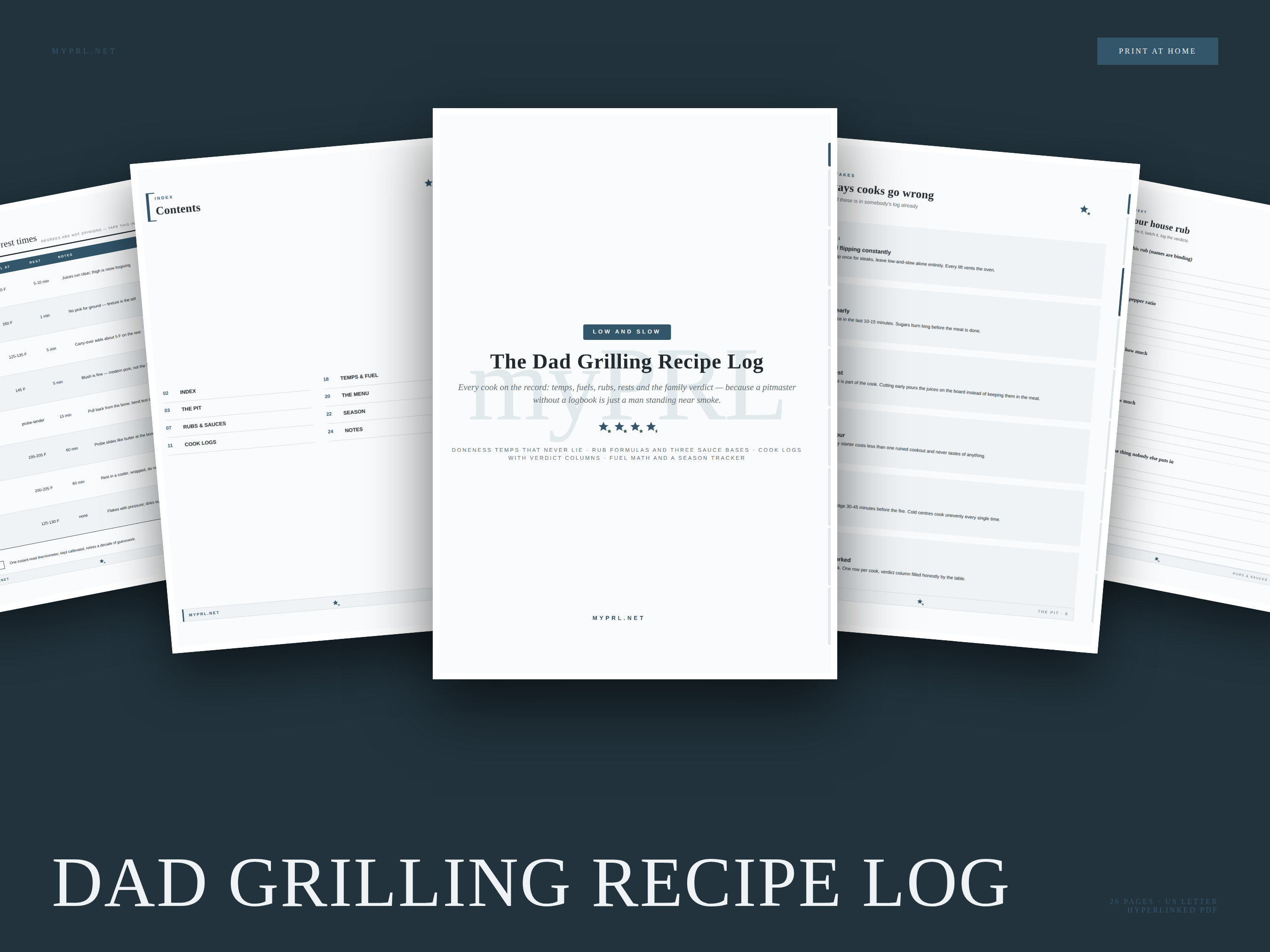 Dad Grilling Recipe Log
