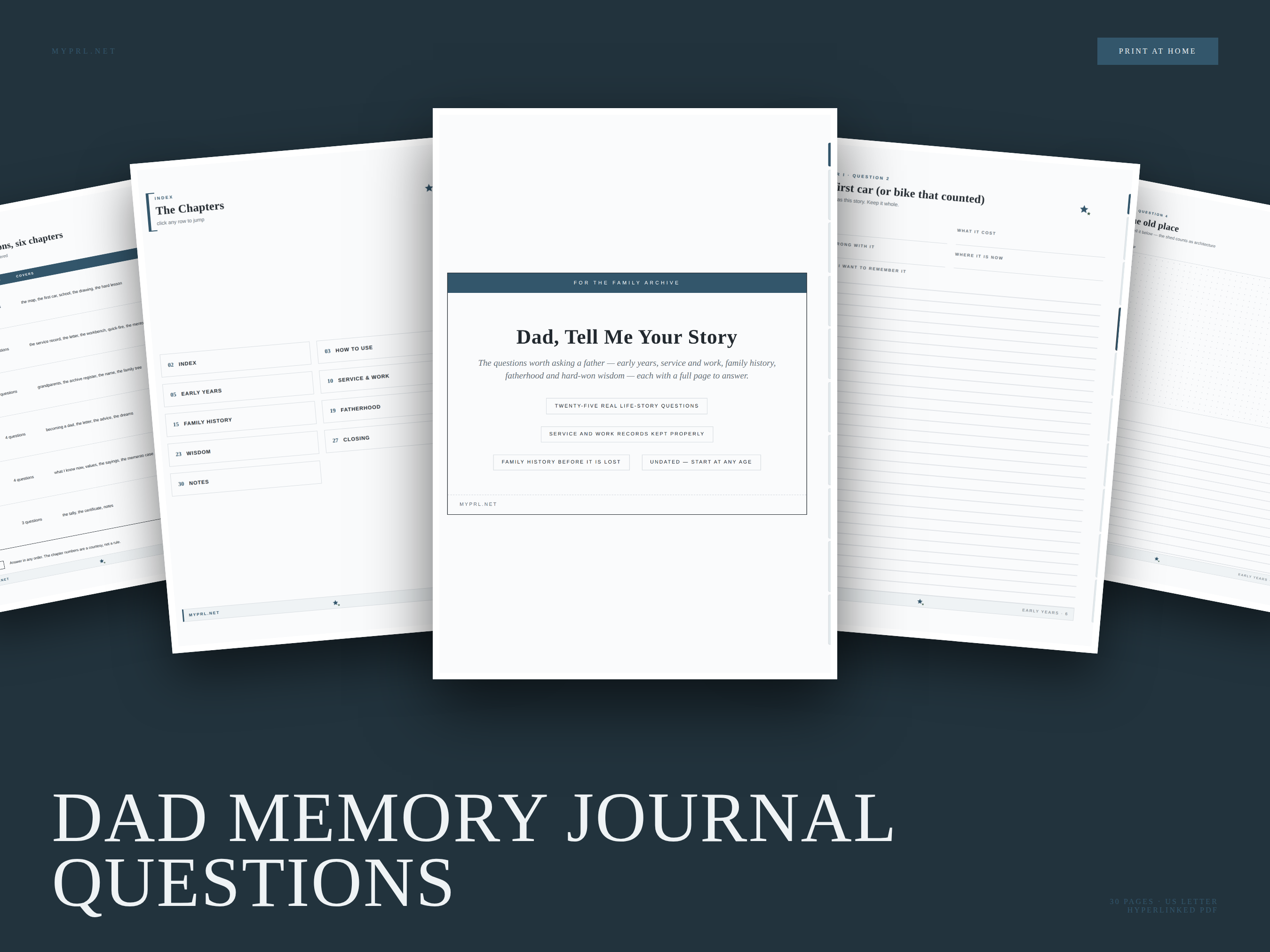 Dad Memory Journal Questions