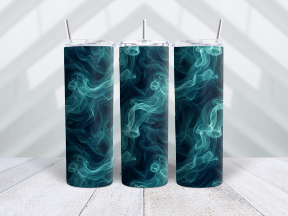 Deep Teal Ocean Smoke Flow Tumbler Wrap