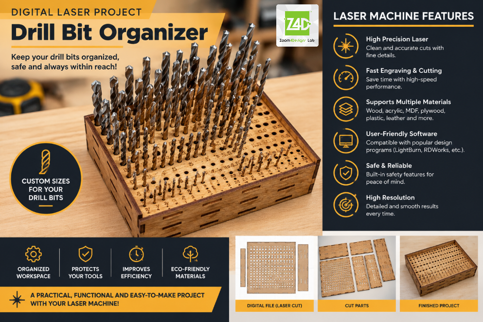 Drill Bit Organizer Laser Cut Project laser cut file