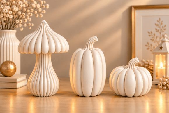 Elegant Pumpkin Decor Set Stl 3d Printing