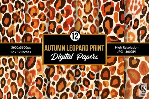 Fall Orange Leopard Print Seamless Paper