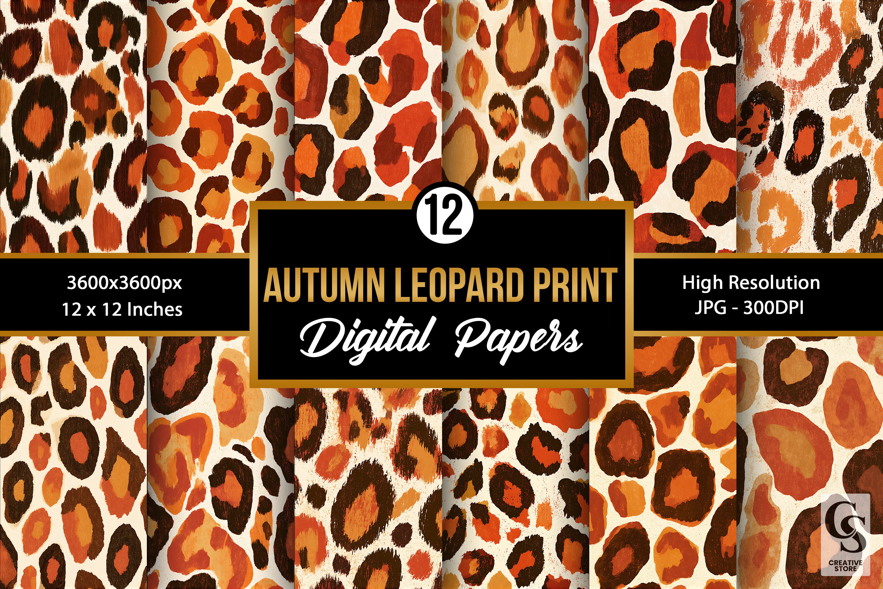 Fall Orange Leopard Print Seamless Paper