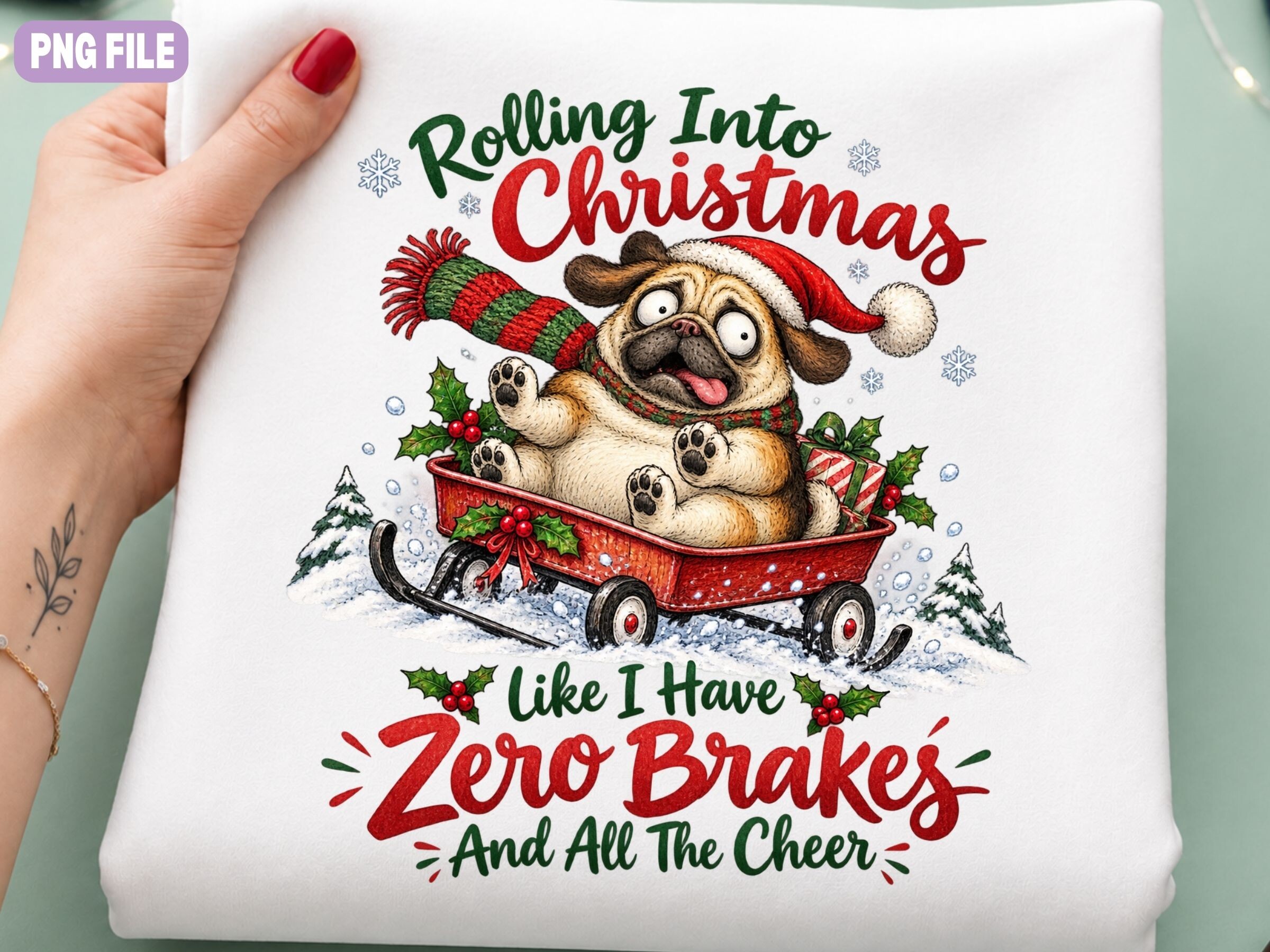 Funny Christmas PNG, Holiday Puppy