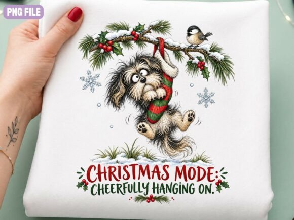 Funny Hanging Christmas Dog PNG, Holiday