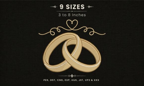 Gold Intertwined Wedding Rings DST File