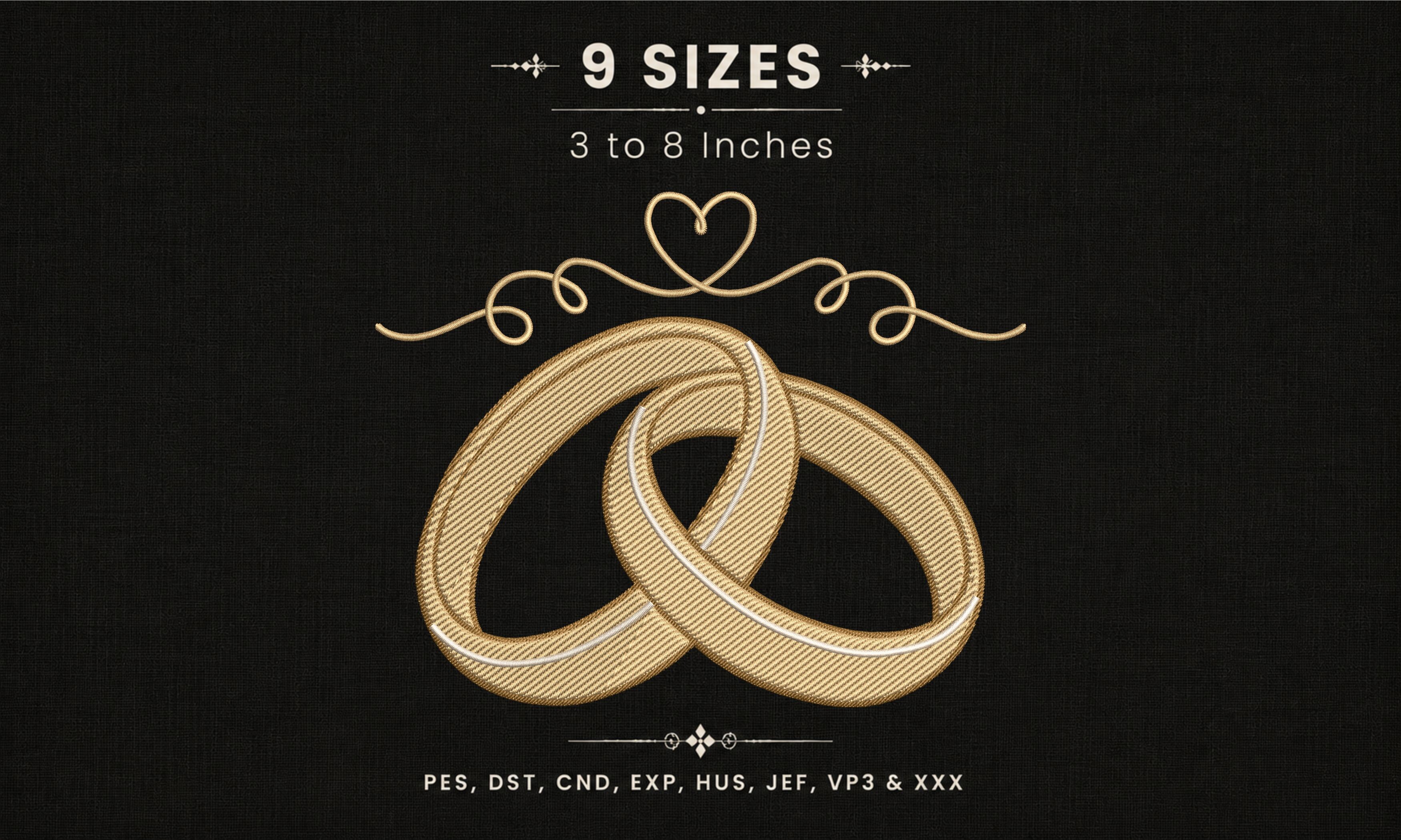 Gold Intertwined Wedding Rings DST File