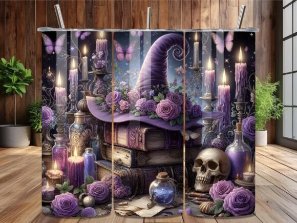 Gothic Witch Hat Floral Tumbler Wrap