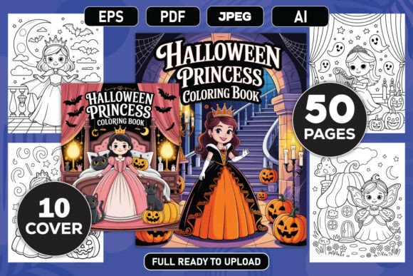 Halloween Princess Coloring Book for Kid