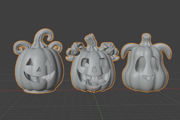 Halloween Pumpkin Lantern Set 3D Model - 3 Printable Jack-o'-Lantern Designs - Image 2