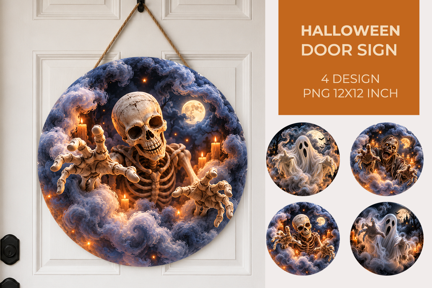 Halloween Round Door Sign, Door Hanger