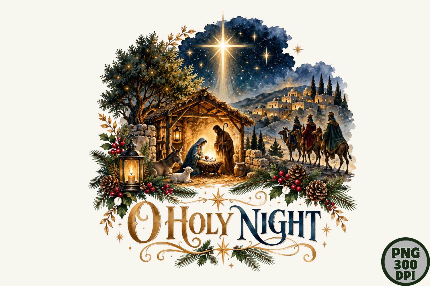 Holy Night Nativity Christmas PNG Design