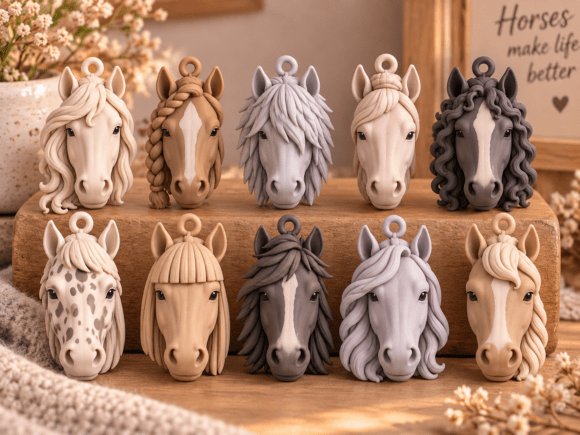 Horse Charms STL Bundle | 10 Horse Head Keychain & Charm STL Files - Image 4