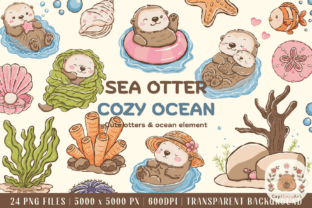 Kawaii Sea Otter Cozy Ocean Clipart