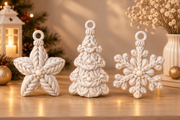 Christmas Ornament STL Bundle – 7 Holiday 3D Print Files (Reindeer, Snowman, Angel) - Image 13