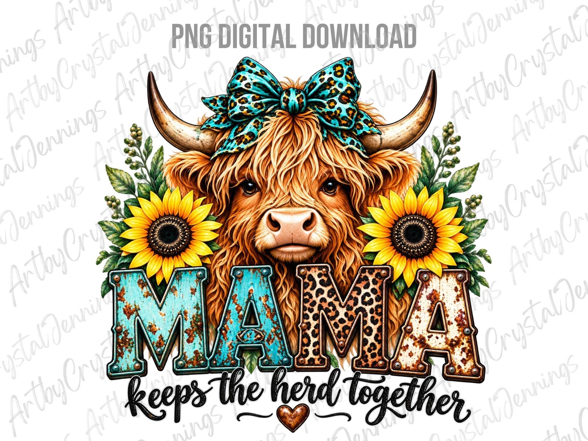 Mama Keeps Herd Together Highland Cow