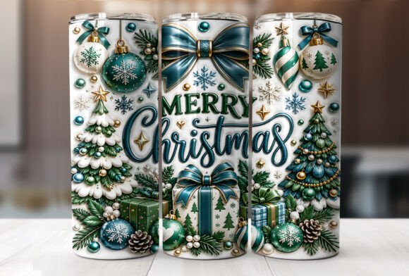 Merry Christmas 20oz Tumbler Wrap Design