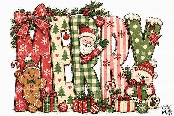 Merry Christmas Alpha Letter PNG