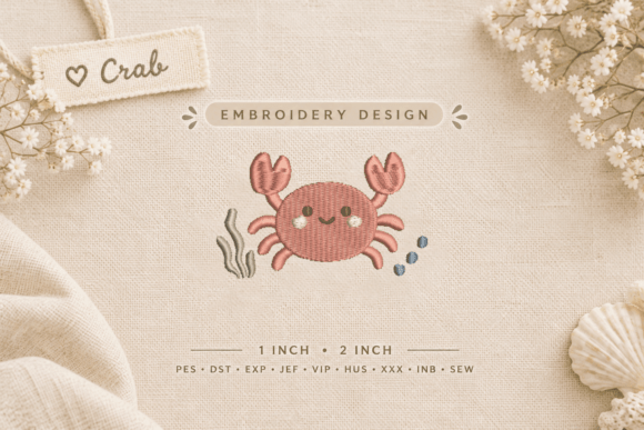 Mini Crab Embroidery Design
