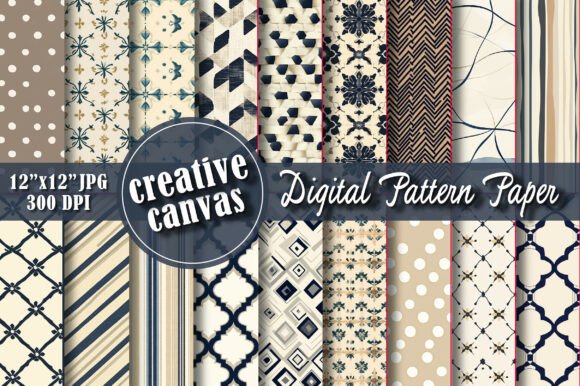 Navy Beige Geometric Seamless Pattern