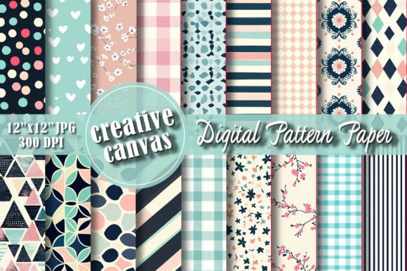 Navy Pink Mint Seamless Pattern